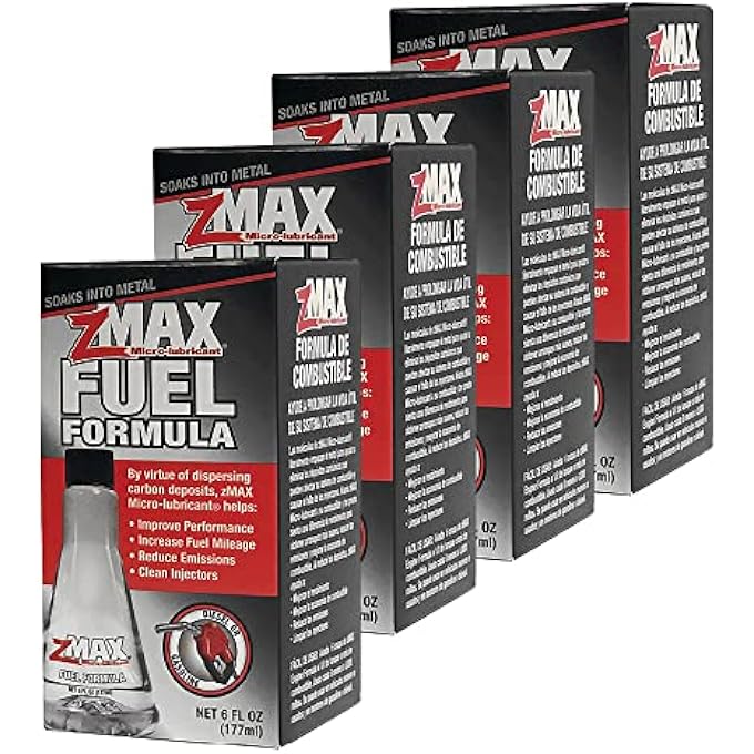 zMAX 58-106 - FUEL FORMULA - EASY TO USE - FUEL TREATMENT REDUCES CARBON BUILD-UP & LUBRICATES METAL EXTENDING LIFE OF VEHICLE - RUNS EFFICIENTLY IMPROVING GAS OR DIESEL MILEAGE - 6 OZ. - 4 PACK - Image 1